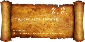 Krajcsovics Henrik névjegykártya